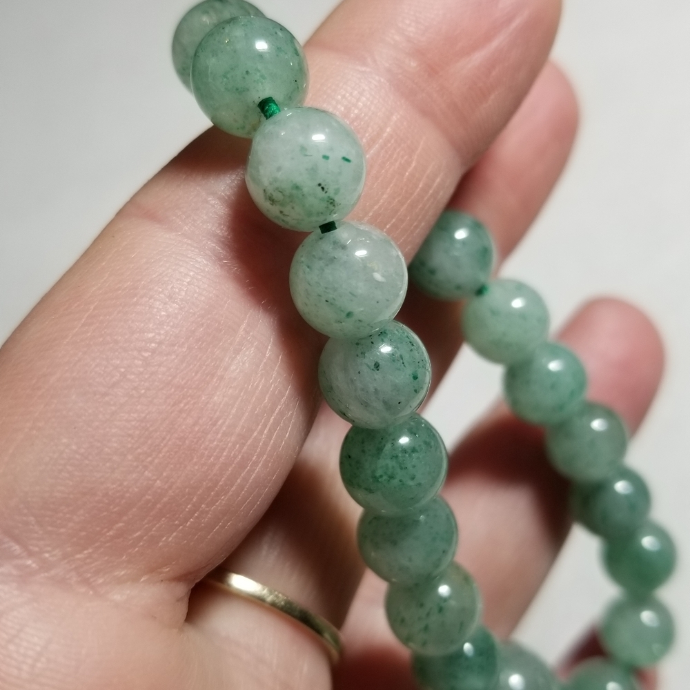 relisted -Aventurine stone bead bracelet green gemstone power beads stretchy - Picture 8 of 11